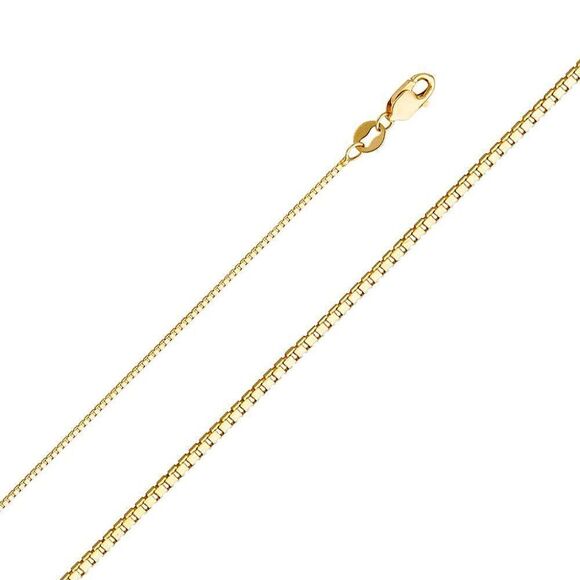 14K Real Gold chain 0.8 mm Yellow Gold box chain Necklace | Birthday gift | 16” - Picture 1 of 5